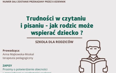 Drodzy Rodzice i Opiekunowie, serdecznie zapraszamy na szkolenie z cyklu Szkoły dla Rodziców.