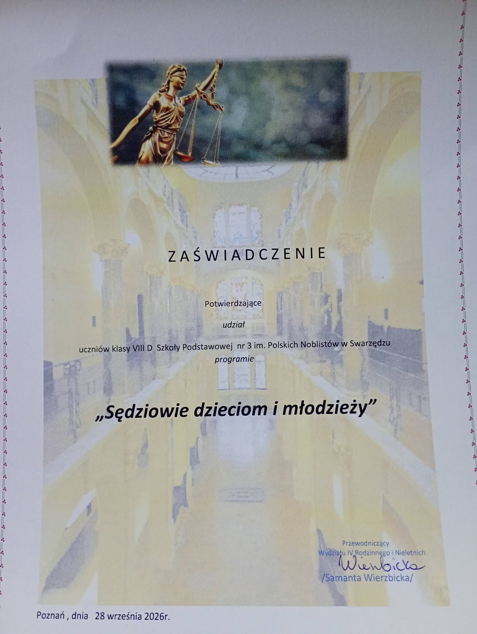 Wycieczka klasy 8D – integracja, współpraca i… trochę prawa!